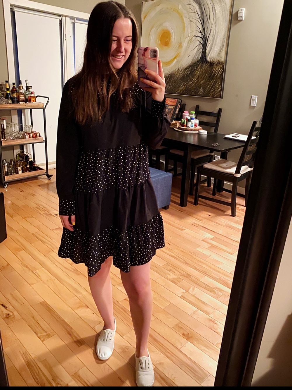 2/$30⚡️- DRESS | Women’s black and white polka dot baby doll dress size medium